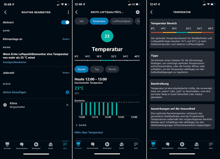 air smart quality monitor alexa app Automatische Anpassung der Raumtemperatur